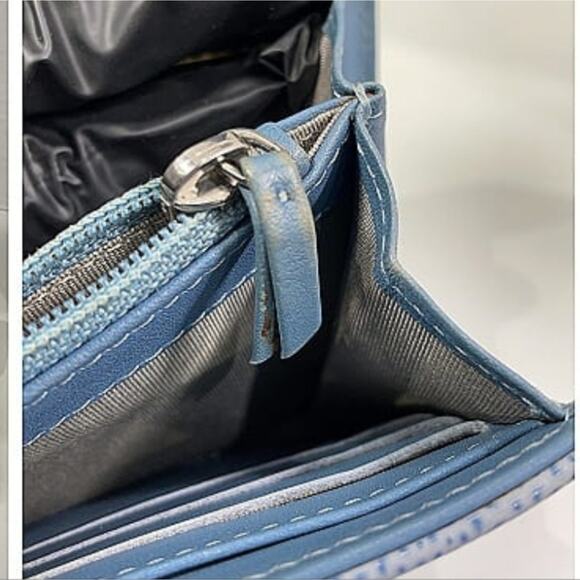 Chanel Powder Blue Logo Caviar Leather  Long Wallet - Picture 10 of 14